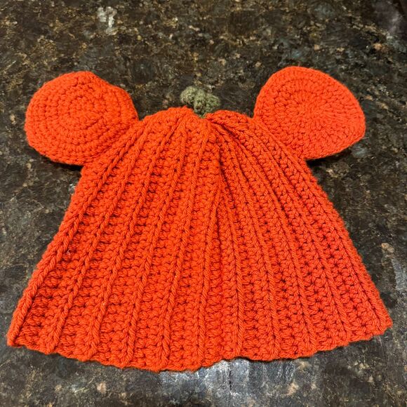 Handmade Accessories - Crochet Pumpkin Disney Mickey Mouse Hat Ears Beanie Handmade Halloween Fall Park